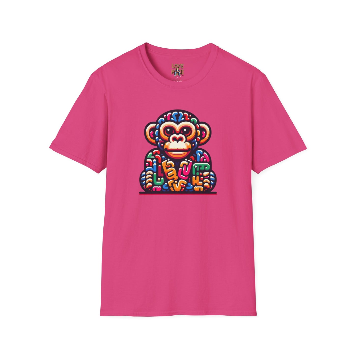 T-Shirt - Love Monkey Design, Trendy Unisex Softstyle Tee, Stylish & Cool Casual Wear, Perfect Gift for Any Occasion