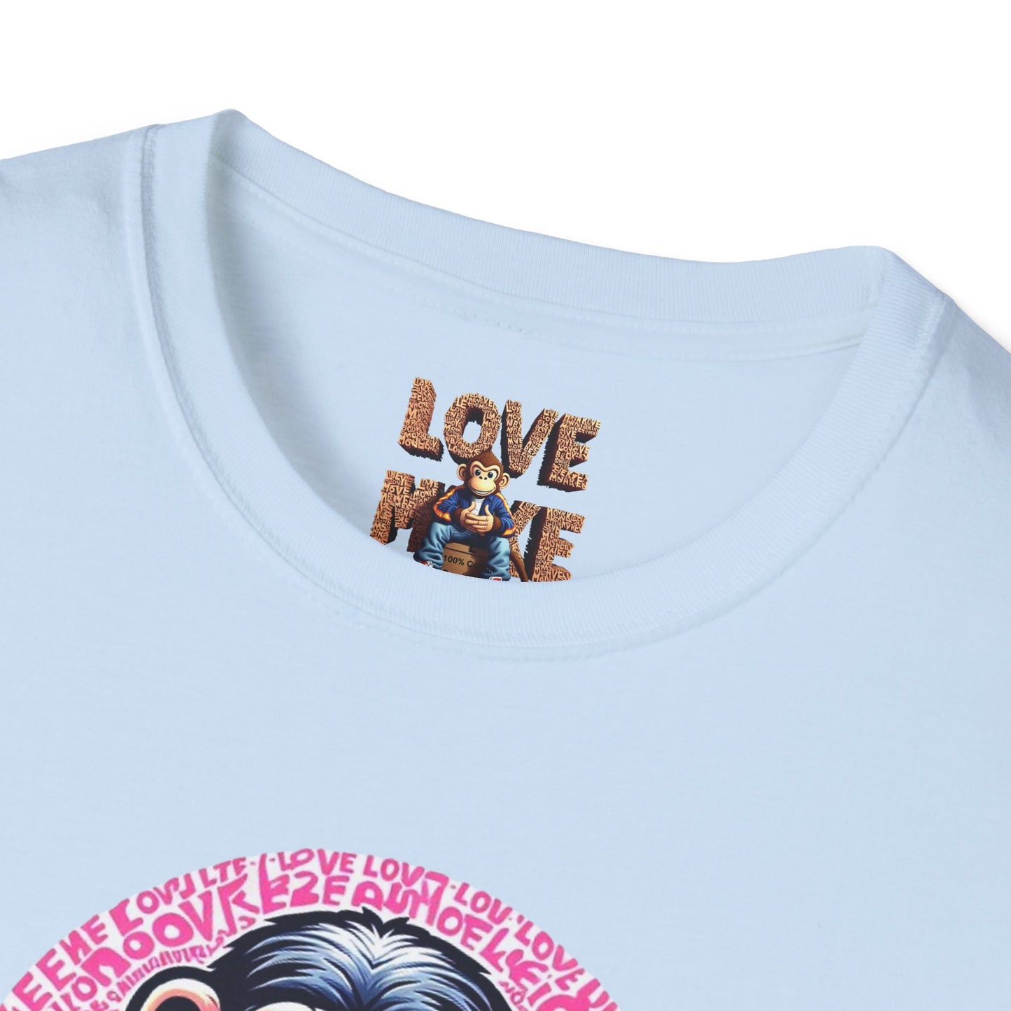 T Shirt with Unique Love Monkey Graphic, Stylish & Trendy, Ideal for Everyday Wear, Fun Gift Idea