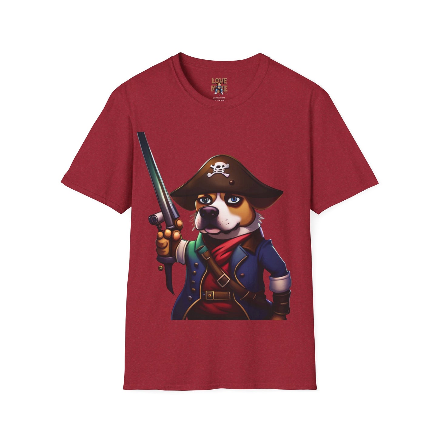 T Shirt - Dog Pirate Design, Fun and Unique Pet Lover Tee, Perfect for Themed Parties, Great Gift for Dog Owners