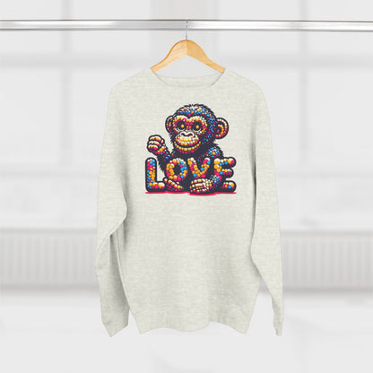 Love Monkey Sweatshirt, Unisex Premium Crewneck, Cozy Casual Wear for Him & Her, Ideal Christmas or Birthday Gift