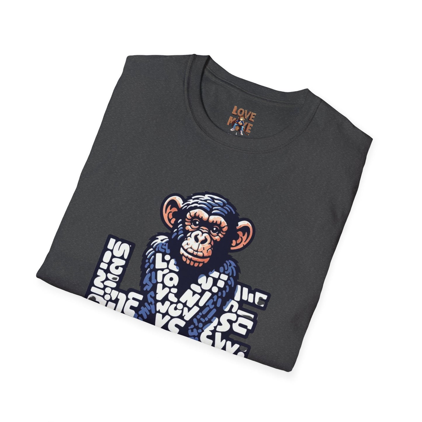 T-shirt Love Monkey Design, Cool & Stylish Tee, Perfect for Casual Wear and a Unique Gift for Friends and Family