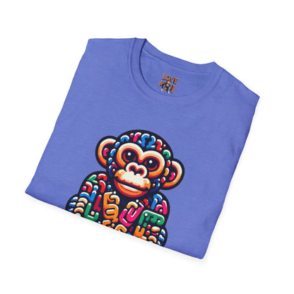 T-Shirt - Love Monkey Design, Trendy Unisex Softstyle Tee, Stylish & Cool Casual Wear, Perfect Gift for Any Occasion