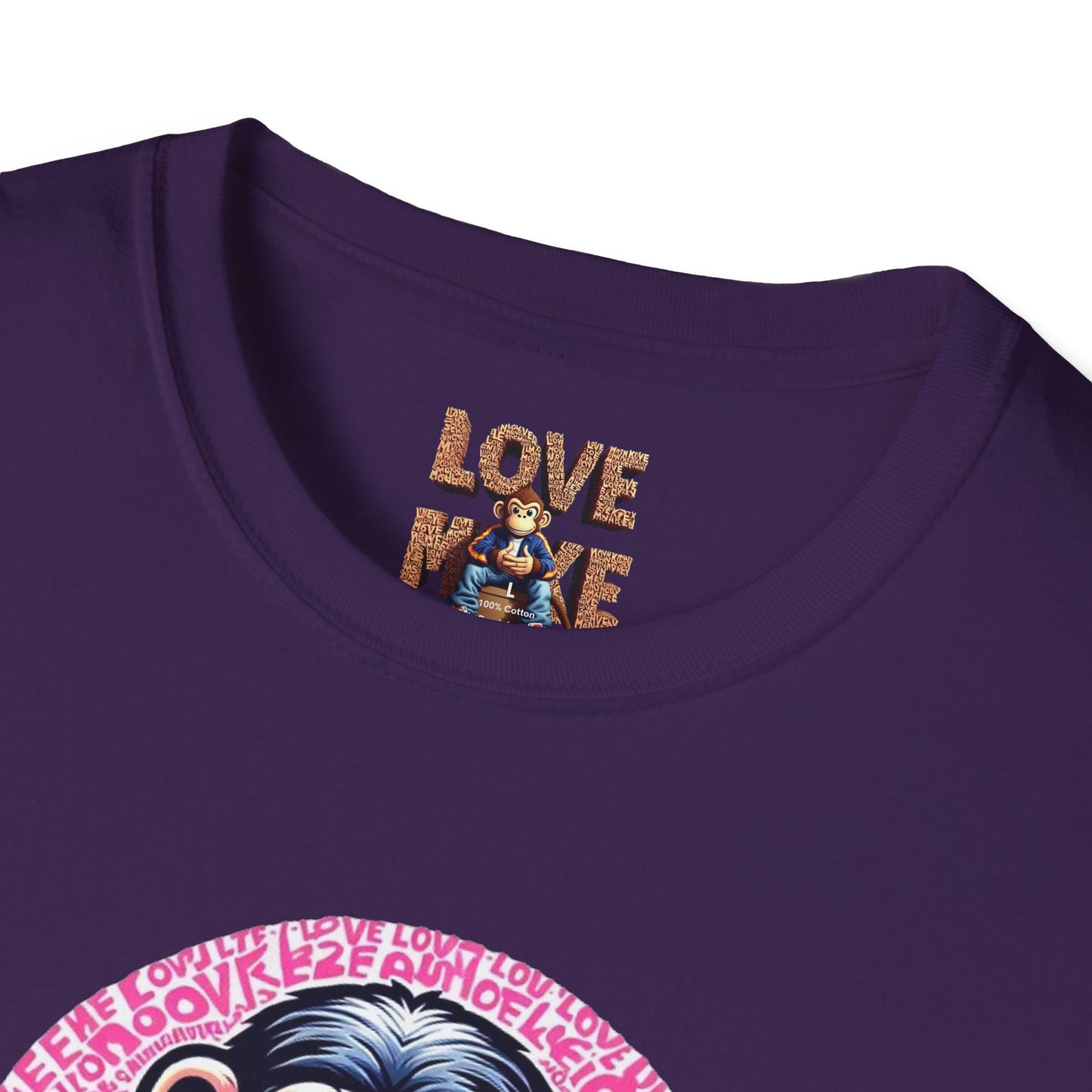 T Shirt with Unique Love Monkey Graphic, Stylish & Trendy, Ideal for Everyday Wear, Fun Gift Idea