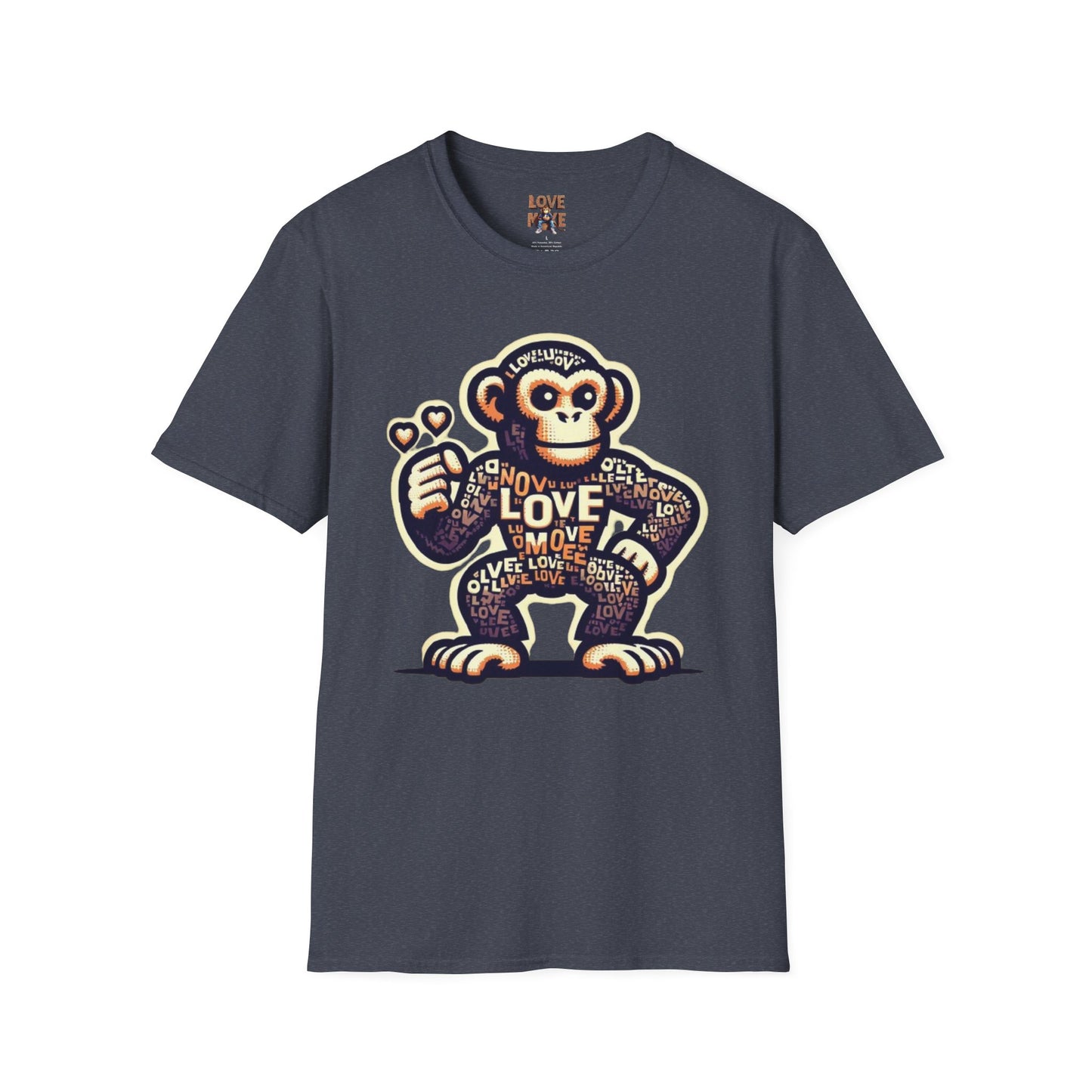 T-Shirt Love Monkey - Cool, Stylish & Trendy Unisex Softstyle Tee for Casual Wear, Perfect Gift for Friends and Family