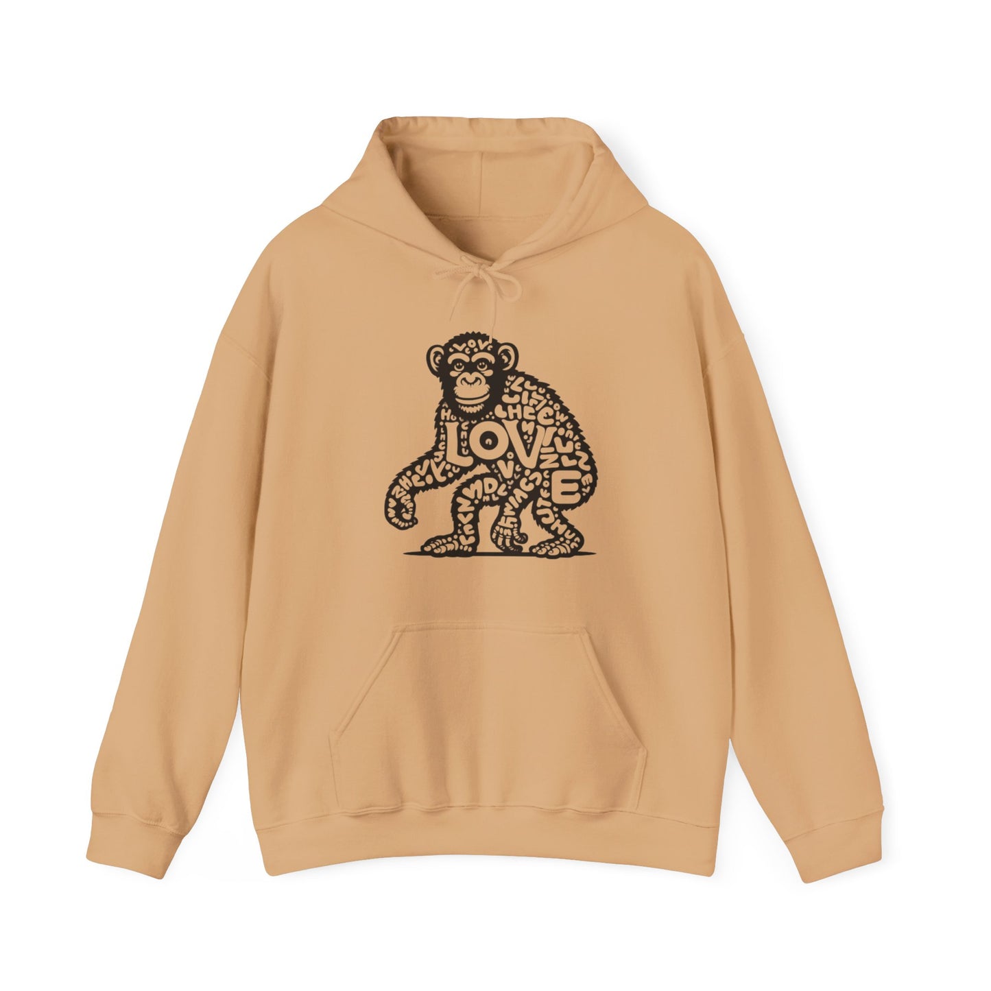 Hooded Sweatshirt Love Monkey Unisex Premium Crewneck, Cosy Comfy Warm Clothing, Perfect Gift for Couples, Valentine's Day Present