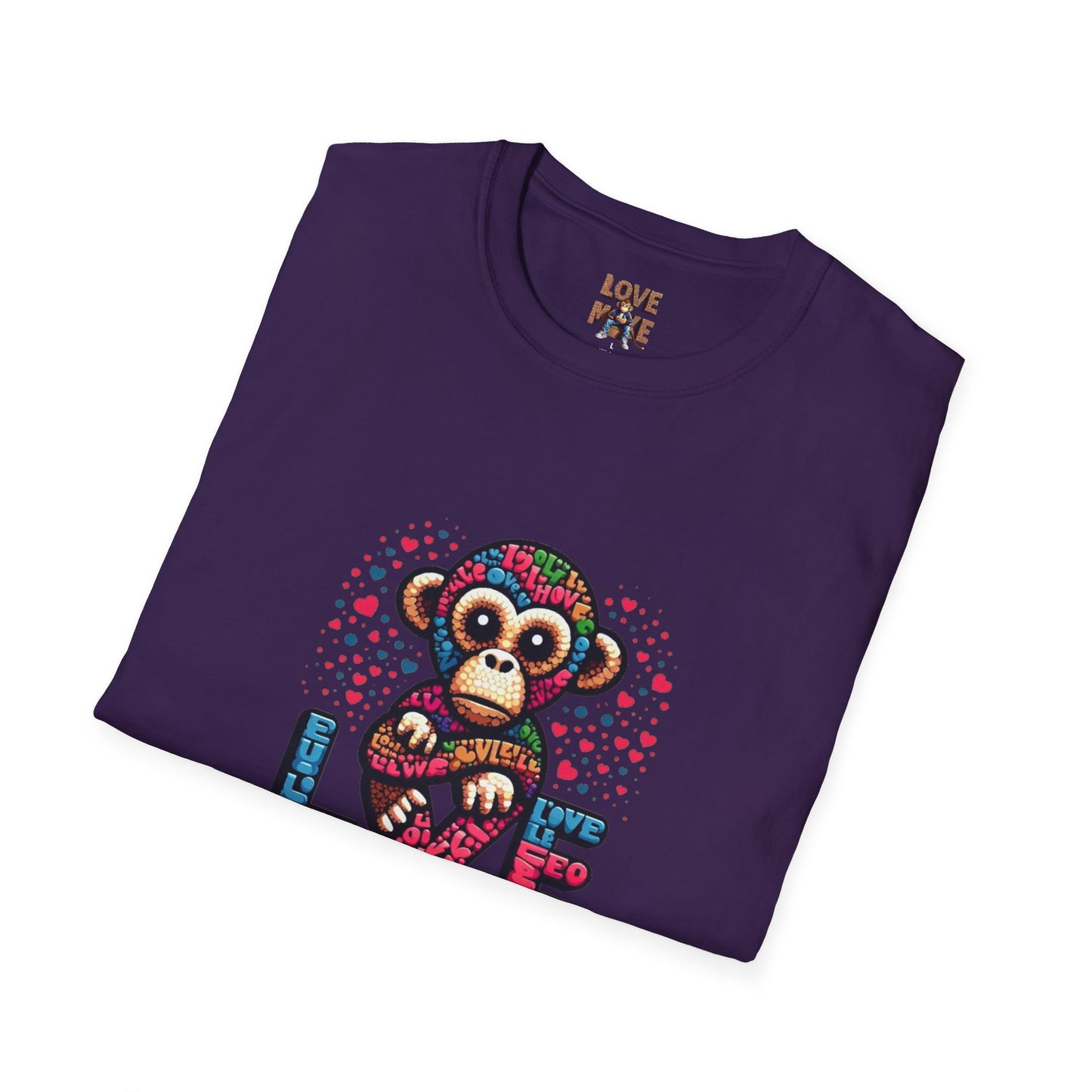 T-Shirt Love Monkey - Cool & Stylish Unisex Softstyle Tee for Casual Wear, Perfect Gift for Friends and Family