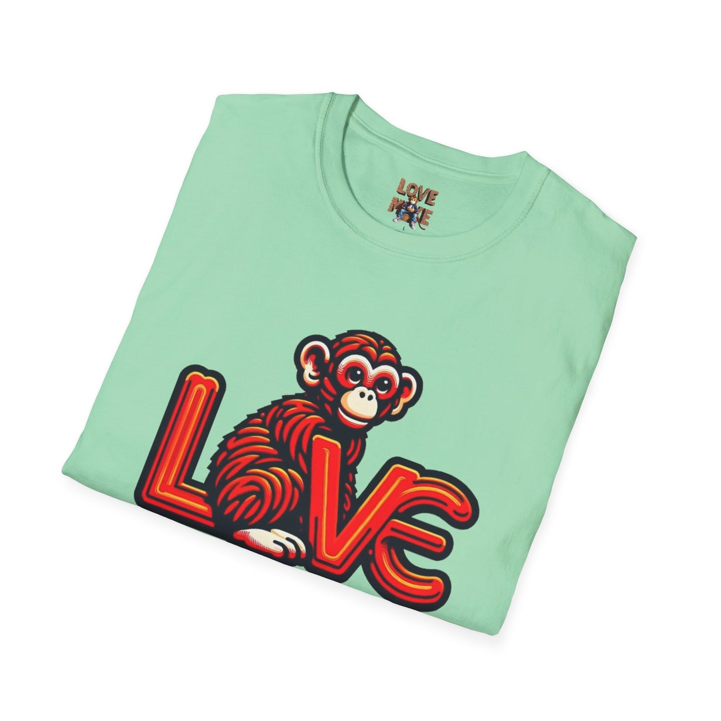 T-shirt Love Monkey Design - Cool, Stylish & Trendy - Perfect for Casual Wear - Unique Gift Idea