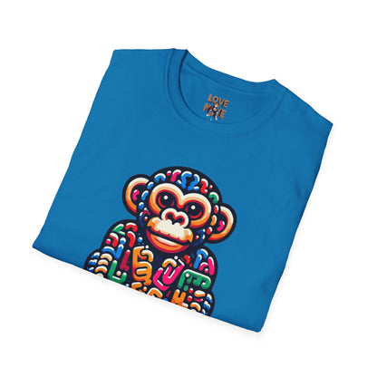 T-Shirt - Love Monkey Design, Trendy Unisex Softstyle Tee, Stylish & Cool Casual Wear, Perfect Gift for Any Occasion