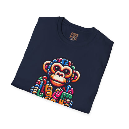 T-Shirt - Love Monkey Design, Trendy Unisex Softstyle Tee, Stylish & Cool Casual Wear, Perfect Gift for Any Occasion