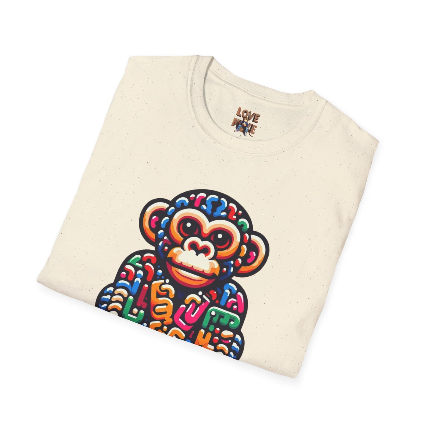 T-Shirt - Love Monkey Design, Trendy Unisex Softstyle Tee, Stylish & Cool Casual Wear, Perfect Gift for Any Occasion