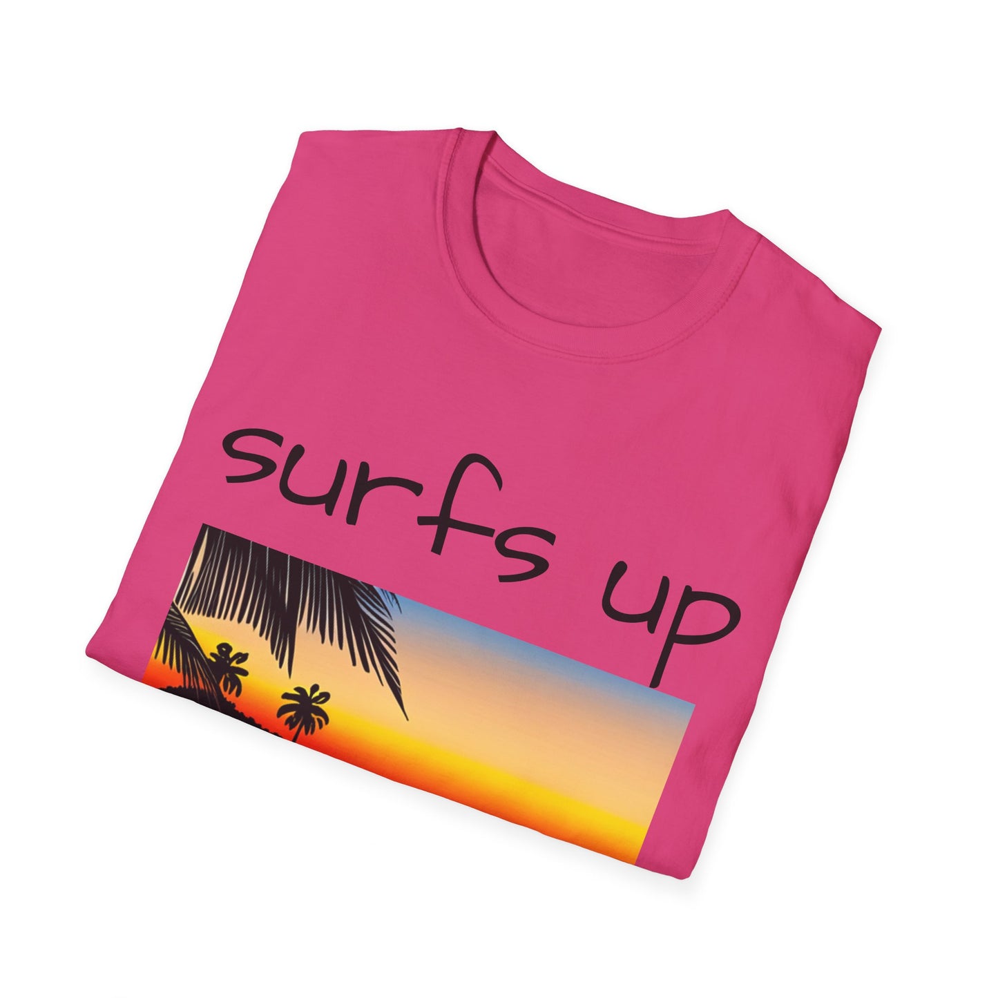 Surfing T-Shirt Surfs Up - Unisex Softstyle Tee, Perfect for Beach Lovers & Water Sports Enthusiasts, Great Gift Idea