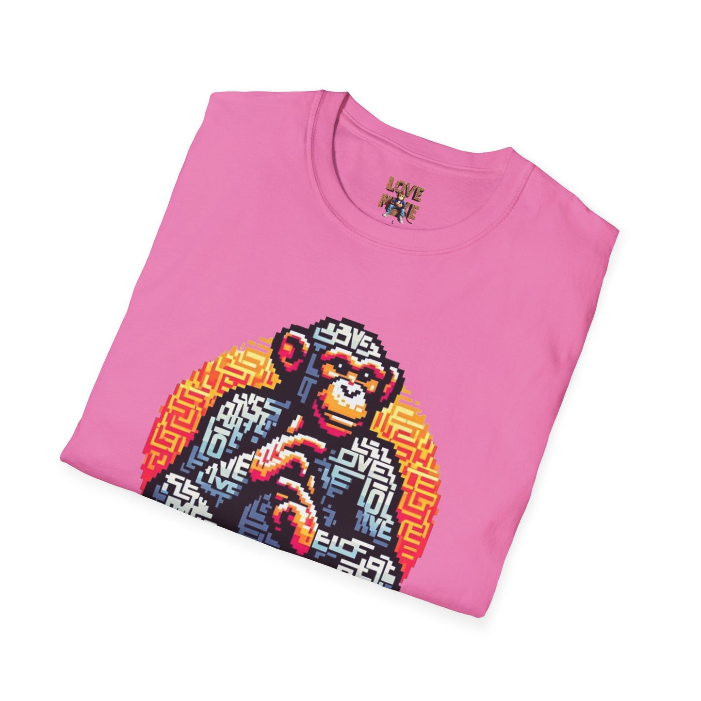 T-Shirt Love Monkey - Unisex Softstyle Casual Wear, Fashionable & Unique Gift for Friends, Family, Birthdays and More