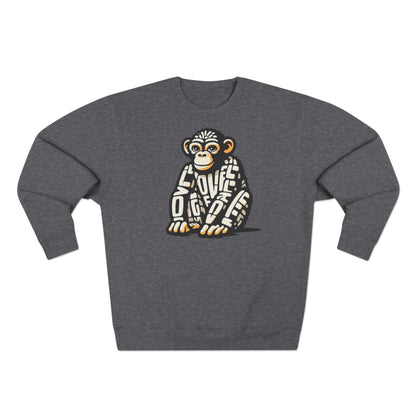 Love Monkey Sweatshirt, Unisex Premium Crewneck, Cosy Casual Wear for Him & Her, Ideal Christmas or Birthday Gift