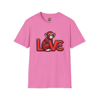 T-shirt Love Monkey Design - Cool, Stylish & Trendy - Perfect for Casual Wear - Unique Gift Idea