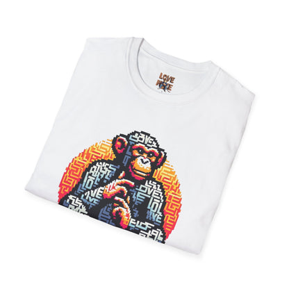 T-Shirt Love Monkey - Unisex Softstyle Casual Wear, Fashionable & Unique Gift for Friends, Family, Birthdays and More