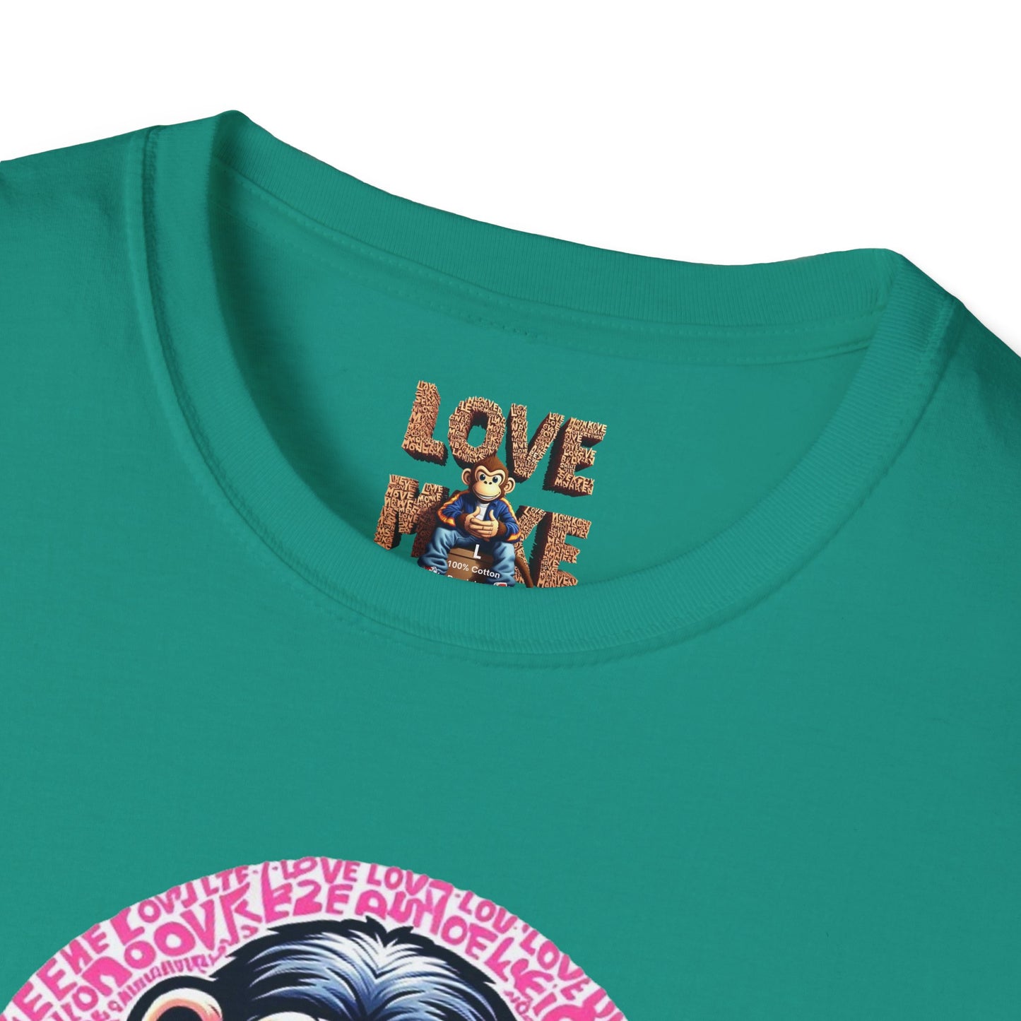 T Shirt with Unique Love Monkey Graphic, Stylish & Trendy, Ideal for Everyday Wear, Fun Gift Idea