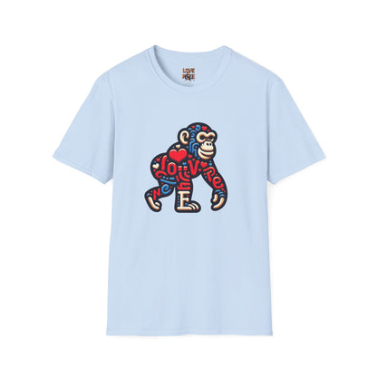 T-Shirt Love Monkey - Unisex Softstyle Casual Wear, Fashionable & Unique Gift for Friends, Family, Birthdays and More