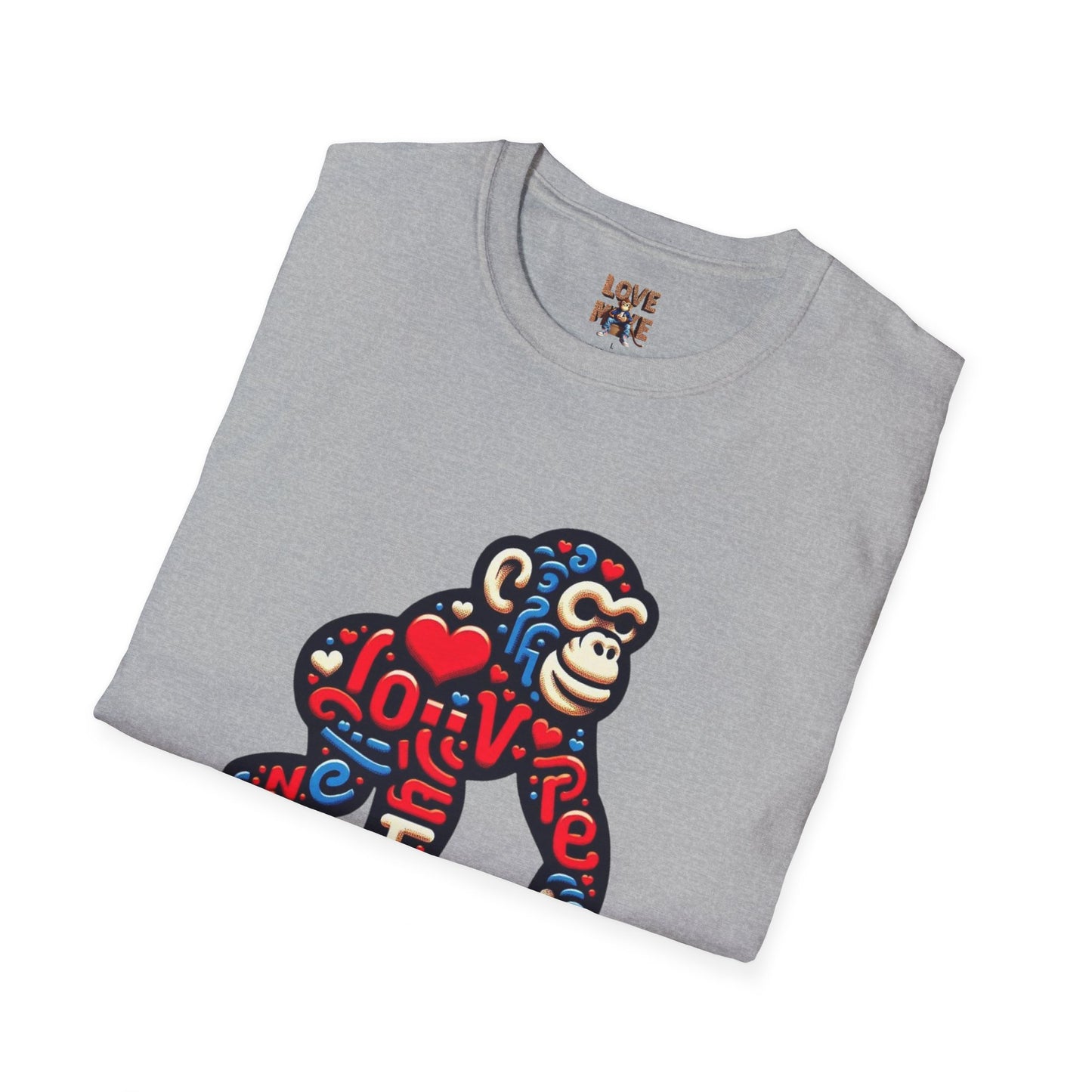 T-Shirt Love Monkey - Unisex Softstyle Casual Wear, Fashionable & Unique Gift for Friends, Family, Birthdays and More