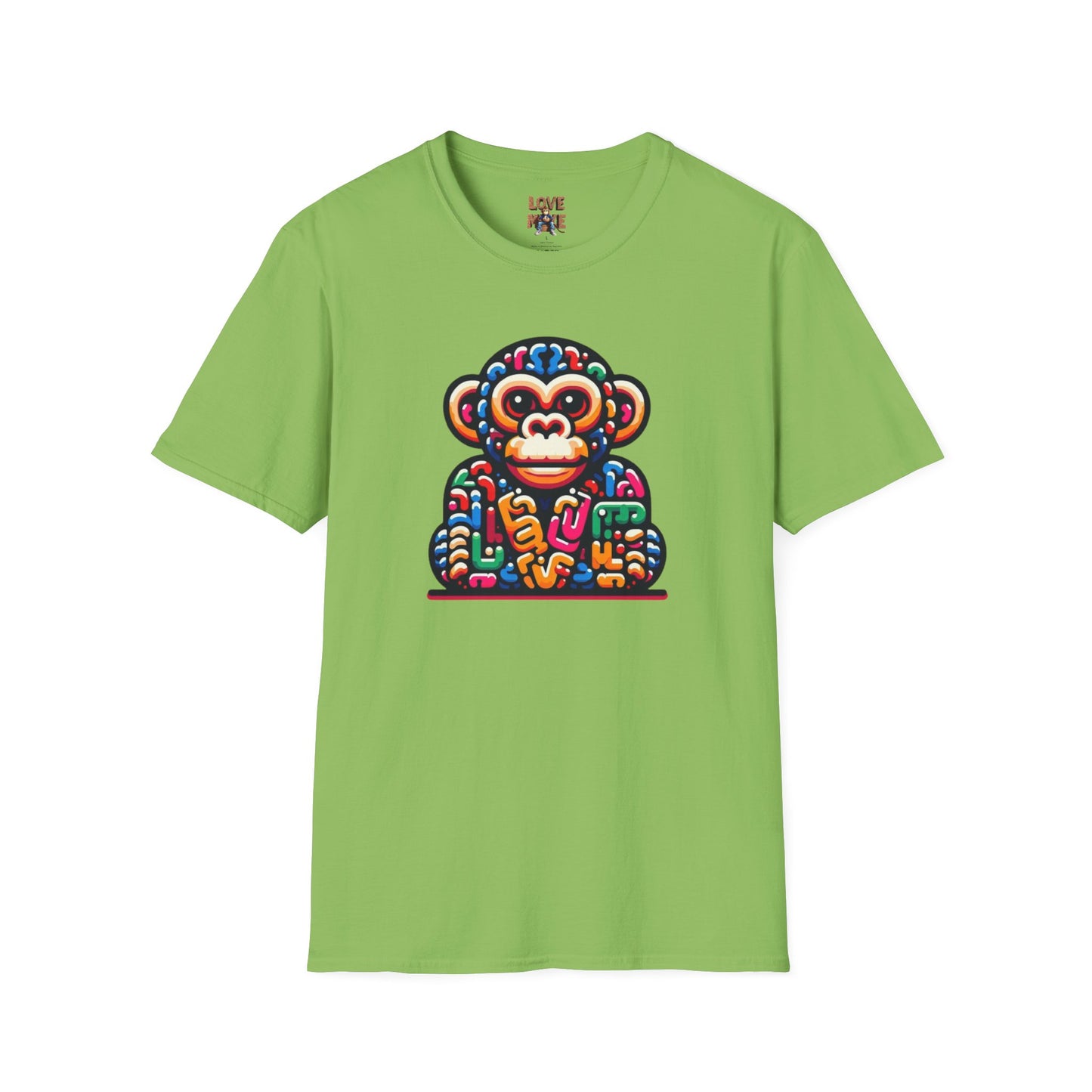 T-Shirt - Love Monkey Design, Trendy Unisex Softstyle Tee, Stylish & Cool Casual Wear, Perfect Gift for Any Occasion