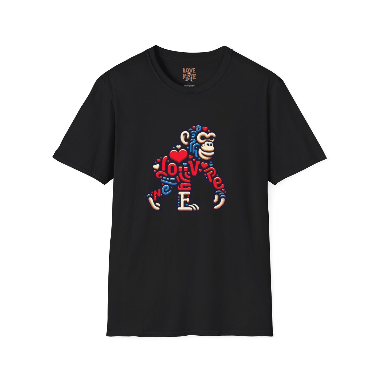 T-Shirt Love Monkey - Unisex Softstyle Casual Wear, Fashionable & Unique Gift for Friends, Family, Birthdays and More