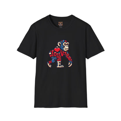 T-Shirt Love Monkey - Unisex Softstyle Casual Wear, Fashionable & Unique Gift for Friends, Family, Birthdays and More