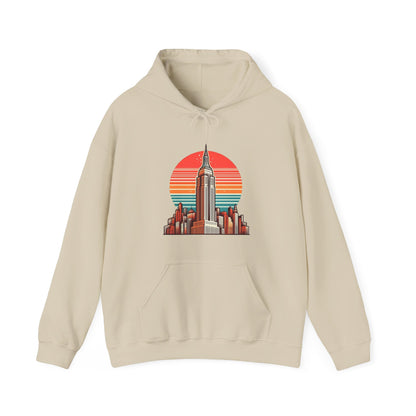 Vintage-Inspired Empire State Building Hoodie - 1970s Style Graphic Sweatshirt - Perfect for Retro Outfits and Gifts