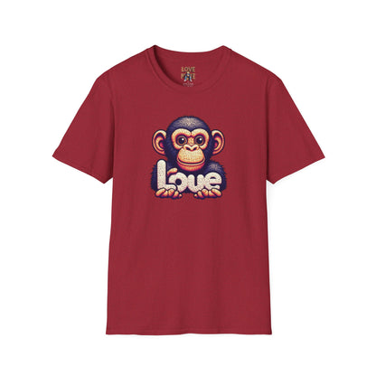 Love Monkey T-Shirt - Unique Designer Graphic Tee, Perfect Casual Wear, Ideal Designer Wear Gift