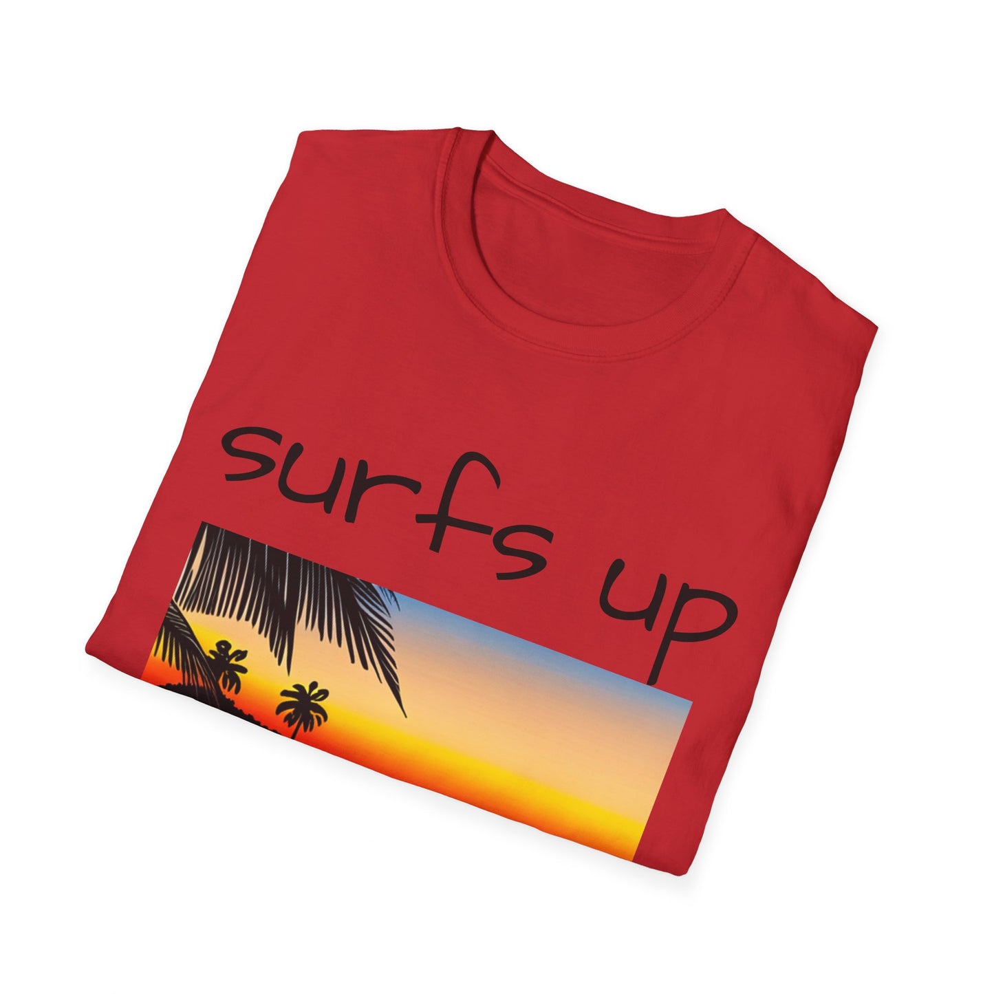 Surfing T-Shirt Surfs Up - Unisex Softstyle Tee, Perfect for Beach Lovers & Water Sports Enthusiasts, Great Gift Idea