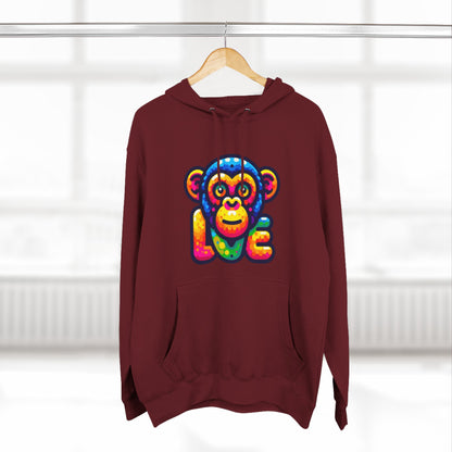 Hoodie with Love Monkey Design, Unisex Premium Crewneck, Stylish & Comfortable Outfit, Great Gift for Friends or Loved Ones