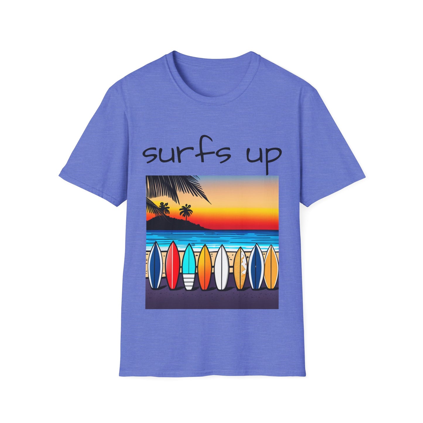 Surfing T-Shirt Surfs Up - Unisex Softstyle Tee, Perfect for Beach Lovers & Water Sports Enthusiasts, Great Gift Idea