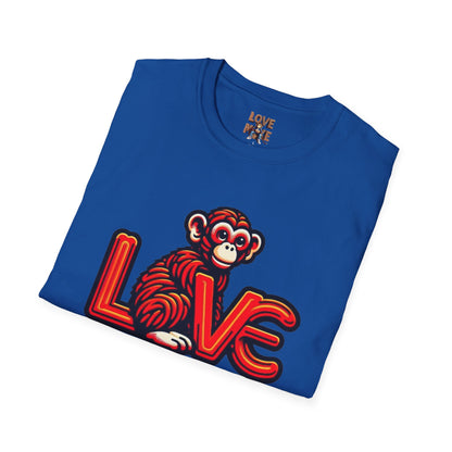 T-shirt Love Monkey Design - Cool, Stylish & Trendy - Perfect for Casual Wear - Unique Gift Idea