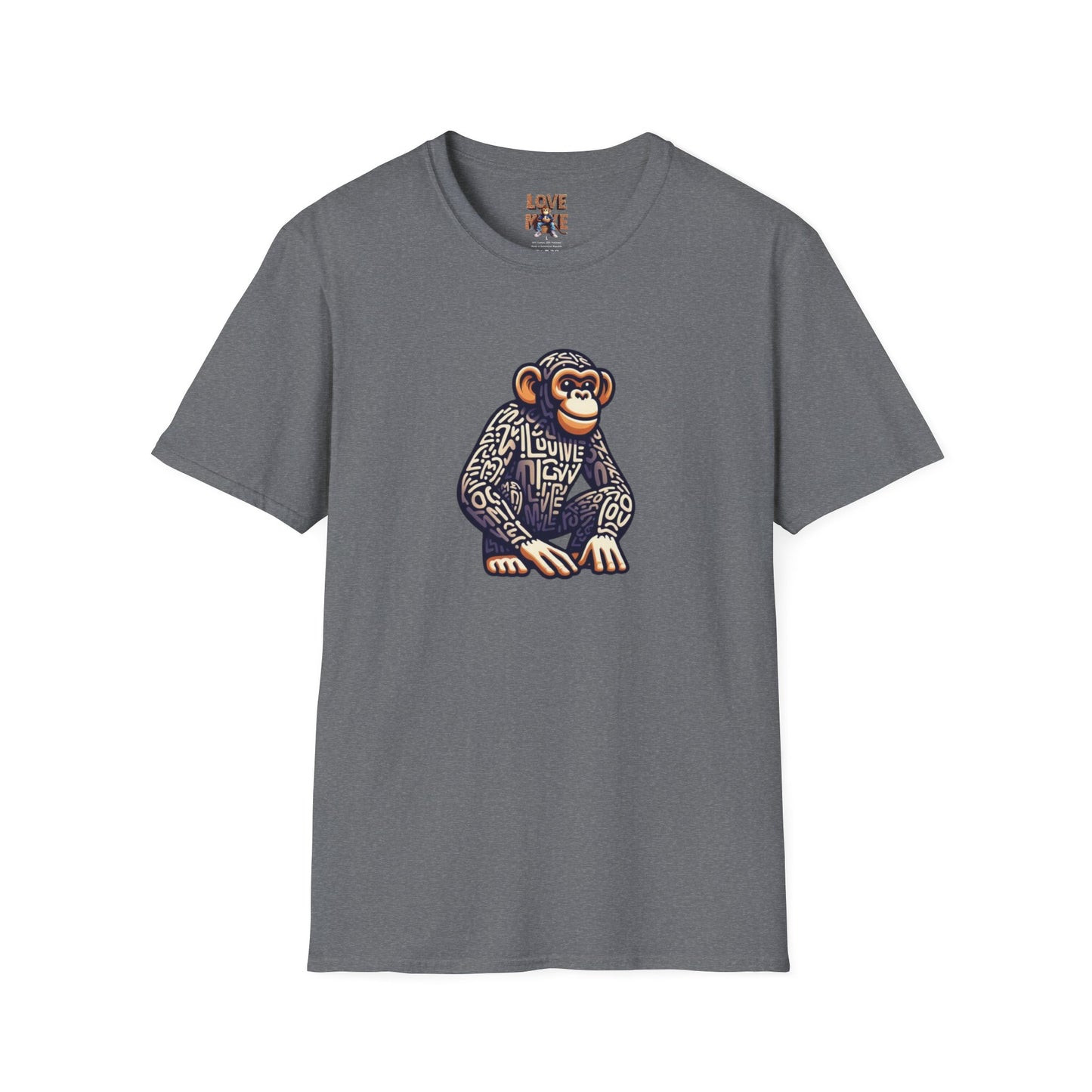 Love Monkey T-Shirt - Unique Designer Graphic Tee, Perfect Casual Wear, Ideal Designer Wear Gift