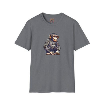 Love Monkey T-Shirt - Unique Designer Graphic Tee, Perfect Casual Wear, Ideal Designer Wear Gift