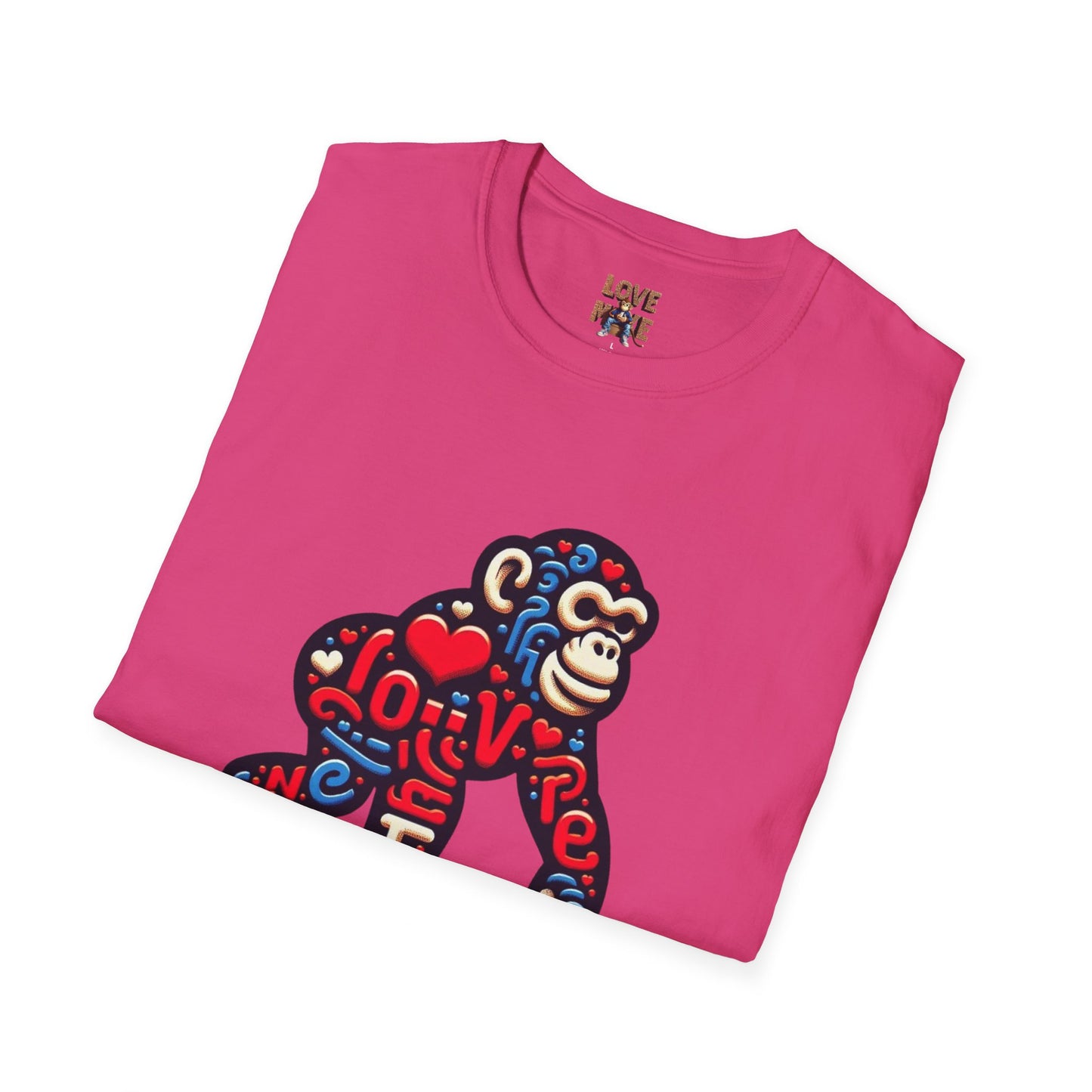 T-Shirt Love Monkey - Unisex Softstyle Casual Wear, Fashionable & Unique Gift for Friends, Family, Birthdays and More