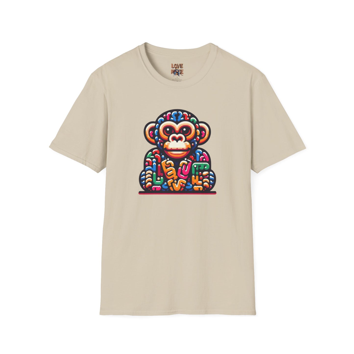 T-Shirt - Love Monkey Design, Trendy Unisex Softstyle Tee, Stylish & Cool Casual Wear, Perfect Gift for Any Occasion