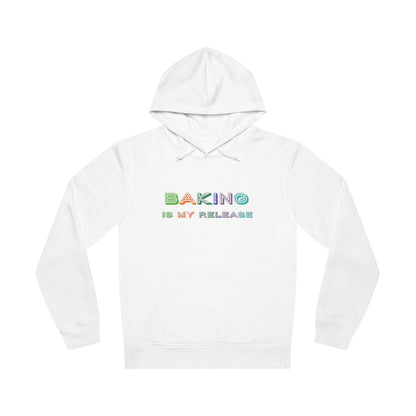 Introducing our cosy and stylish "Baking Is My Release" hoodie