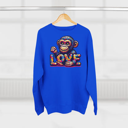 Love Monkey Sweatshirt, Unisex Premium Crewneck, Cozy Casual Wear for Him & Her, Ideal Christmas or Birthday Gift