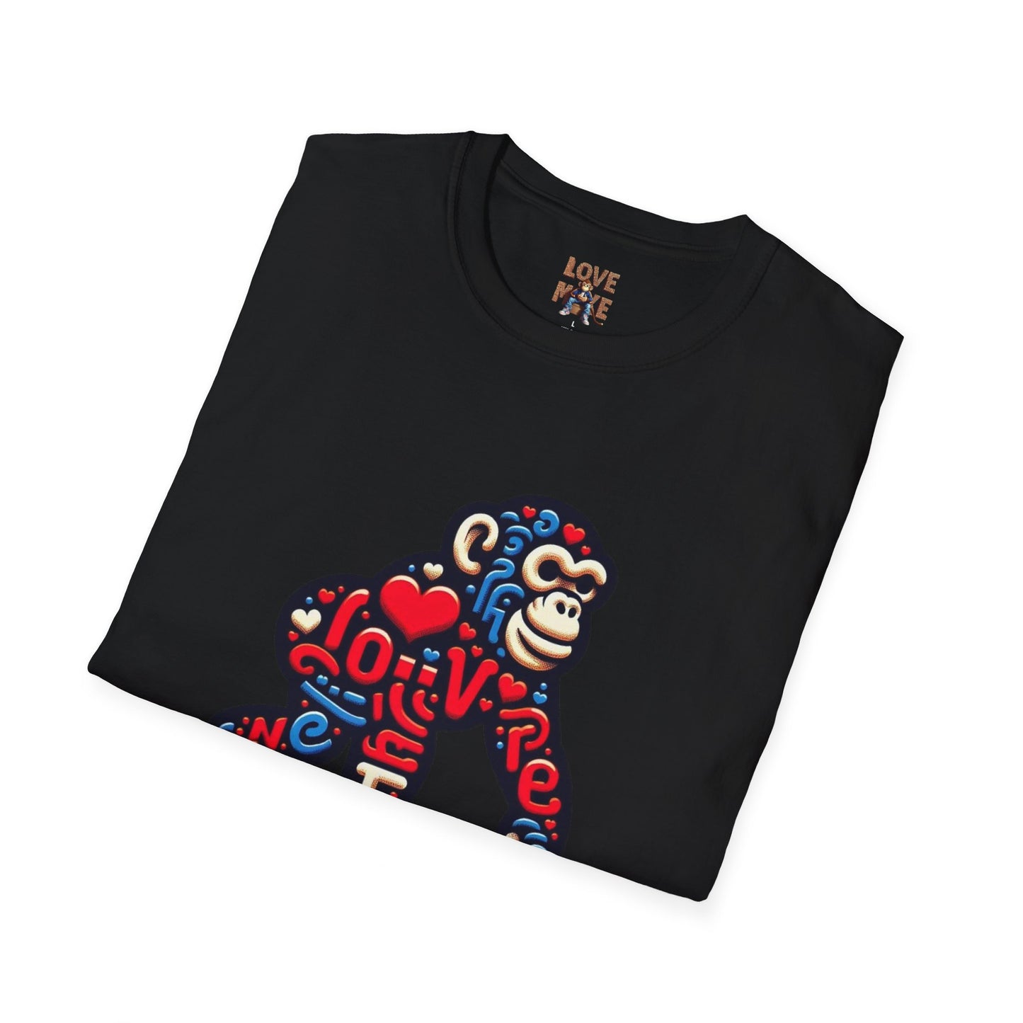 T-Shirt Love Monkey - Unisex Softstyle Casual Wear, Fashionable & Unique Gift for Friends, Family, Birthdays and More