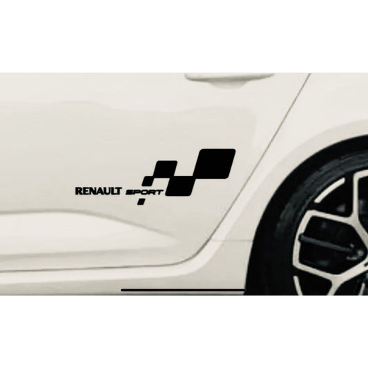 Renault Sport Side Skirt Any Colour Vinyl Car Decals Stickers Pair Sided 26x9cm