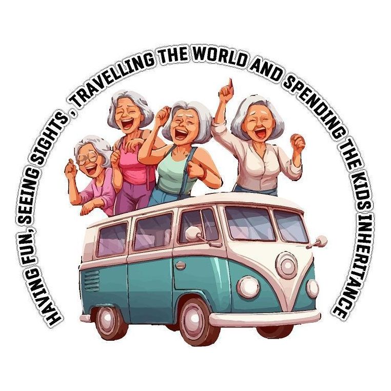 Spending The Kids Inheritance, 4 partying ladies , Motorhome Camper Decal Vinyl