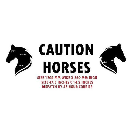 Caution Horses EXTRA LARGE Caution Horses Horsebox Trailer Vinyl Stickers