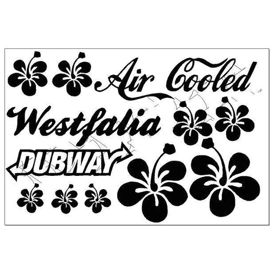 VW Camper / Bug Stickers Decals Hibiscus Air Cooled - VW Sticker Pk 1