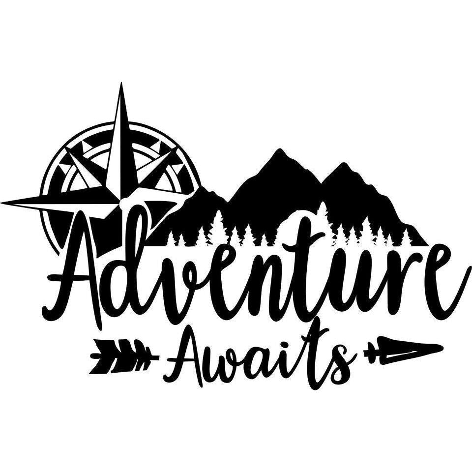 Van Large Adventure Vinyl Sticker Camper Motorhome Decal Mountain Compass