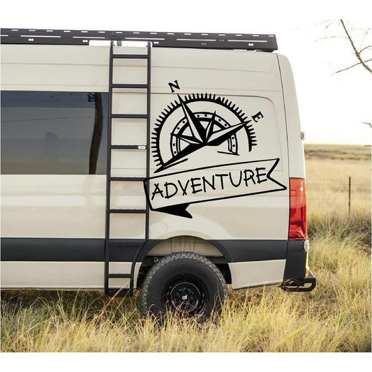 Van Large "Adventure " Vinyl Sticker Camper Motorhome Decal Compass