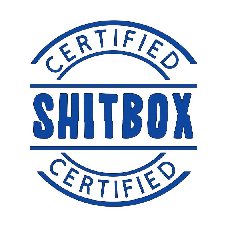 Certified Shitbox - 110 x 100  vinyl car / van  bumper sticker