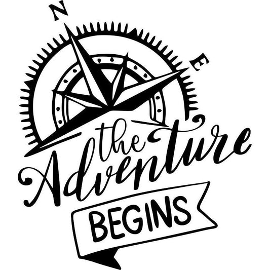 Van Large Adventure Begins Vinyl Sticker Camper Motorhome Decal Compass