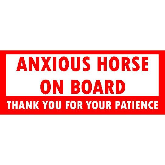 ANXIOUS HORSE ON BOARD - Equestrian Horsebox Lettering Stickers Decal Graphic