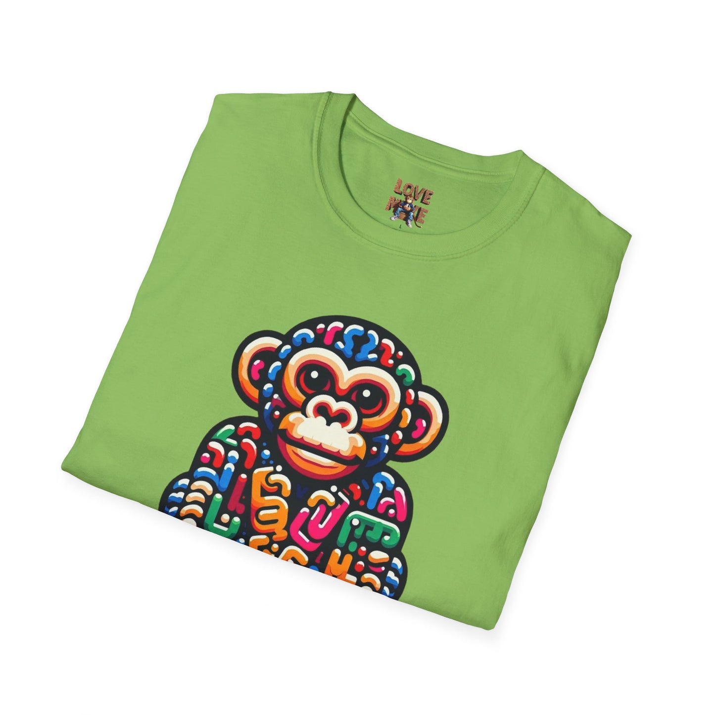 T-Shirt - Love Monkey Design, Trendy Unisex Softstyle Tee, Stylish & Cool Casual Wear, Perfect Gift for Any Occasion