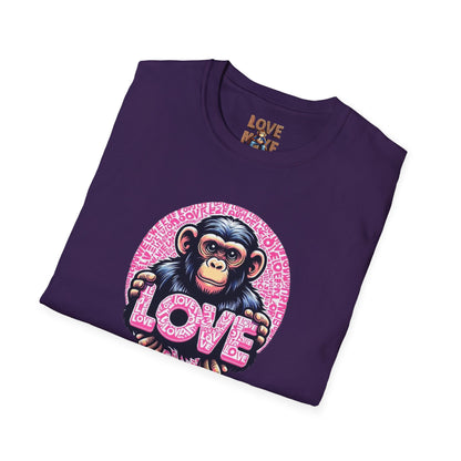 T Shirt with Unique Love Monkey Graphic, Stylish & Trendy, Ideal for Everyday Wear, Fun Gift Idea