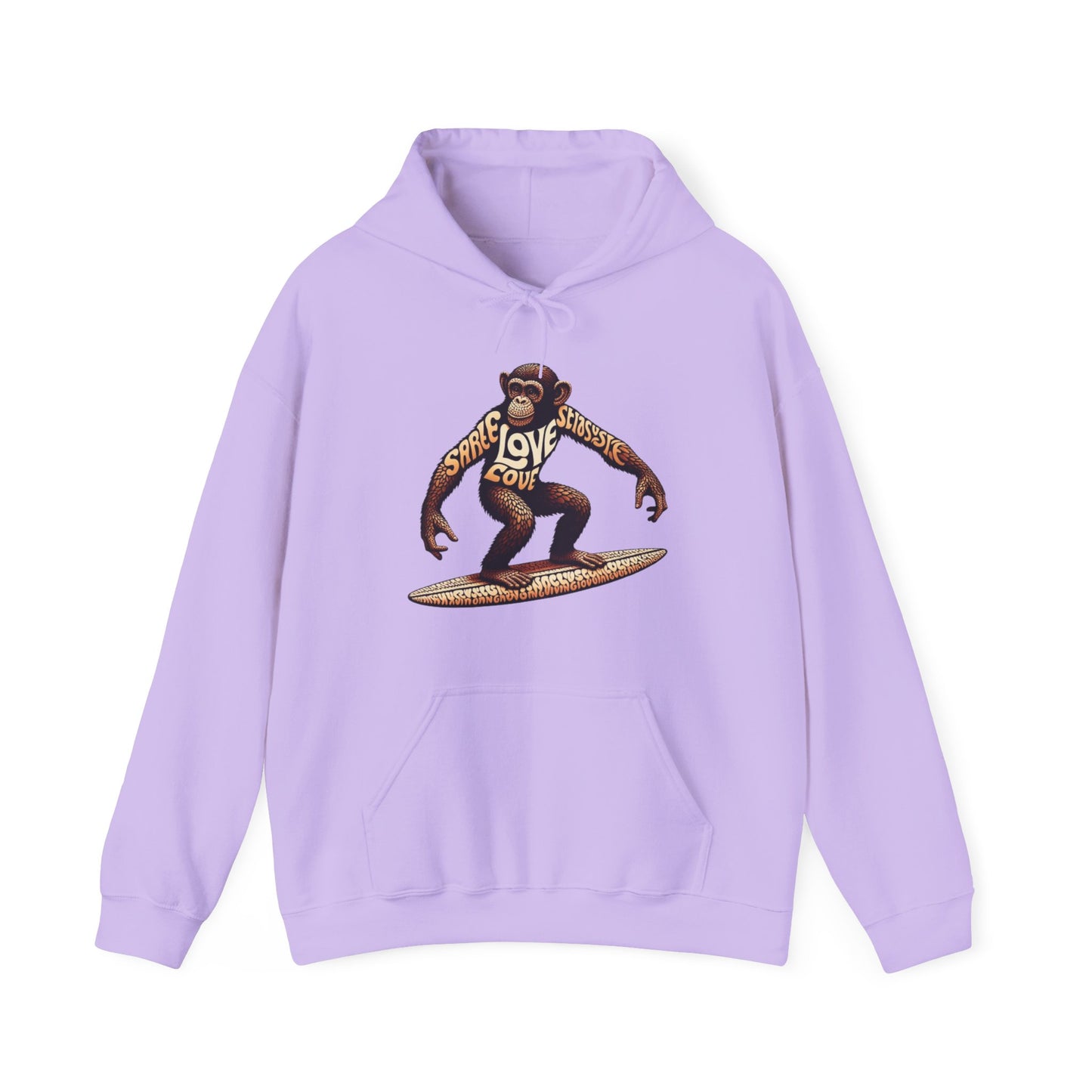 Love Monkey 70's Surfer Hoodie, Stylish Surfer Graphic Hoodie, Ideal for Beach Adventures, Unique Gift for Surf Enthusiasts